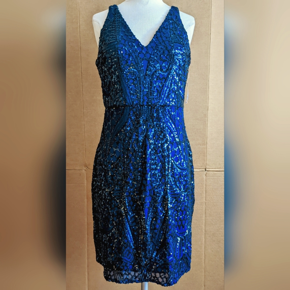 NW NIGHTWAY Short Sleeveless Sequined Dress Size